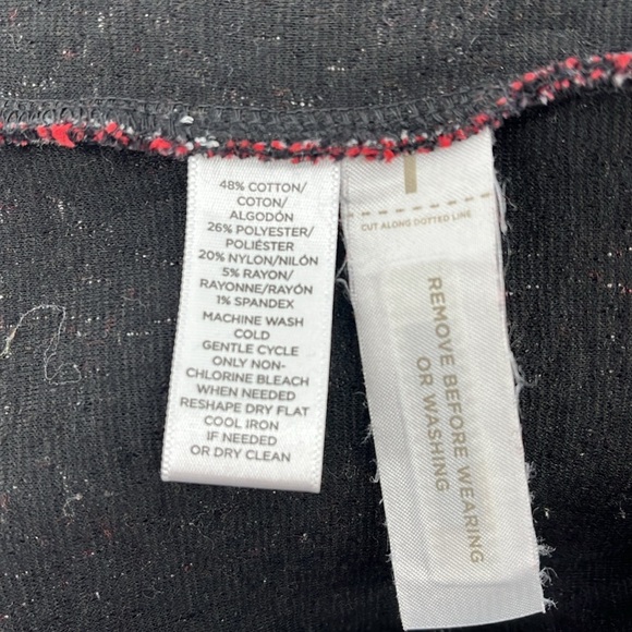 LOFT Scroll Floral Jacquard Short Sleeve Shift Mini Dress Red/Black Petite XS - Picture 8 of 8